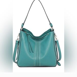 Teal Montaba West Concealed Carry Crossbody Shoulder Bag with Stud Accents
